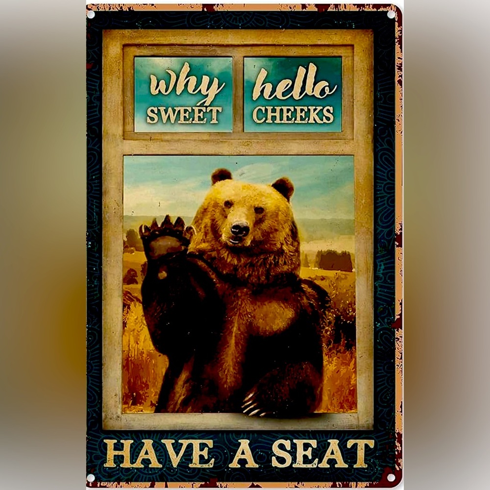 Bear Wall Art Sign 8 X 12” Metal Sign